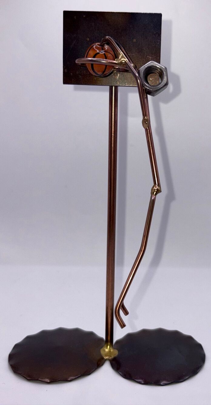 the Basketball Lay Up Figurine by Rock Creek Metal Craft, a handmade metal art s